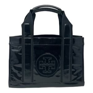 Tory Burch Black PVC and Canvas Tote Bag with Enamel Logo